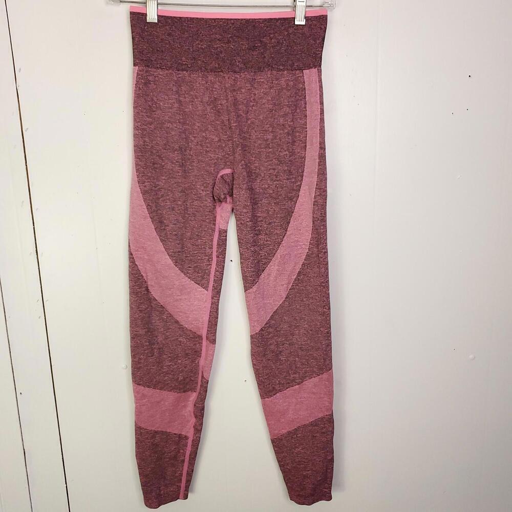 Pink Leggings Womens M Seamless Workout Heathered Ankle Length Fitted Tight